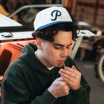 PG BASE HAT - WHITE PINSTIPE / NAVY