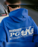 Detail view of the Pro Gram PLYR HOODIE - BLUE in blue